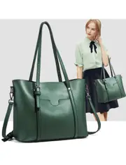 Soft Leather Tote Bag - Dark Green Dark Green