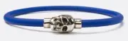 ALEXANDER McQUEEN 'Skull Rubber Cord Bracelet' Electric Blue Made in ITALY S NWT