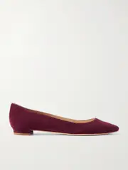 [Manolo Blahnik] Manolo Blahnik - Bb Suede Ballet Flats - Burgundy - IT40.5 IT 40.5 Burgundy