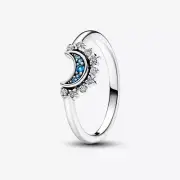 *BRAND NEW* Pandora Moments Silver Celestial Blue Sparkling Moon Ring 192675C01