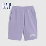 GAP 兒童裝 LOGO鬆緊短褲 碳素軟磨法式圈織系列-紫色(883652)