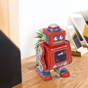 (Red)Wind Up Robot Toy Hand Made Decorative Vintage Clockwork Robot Toy CH