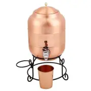5 Litre Hammered Copper Water Dispenser (Matka) Container Pot with 1 Glass