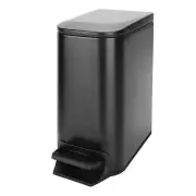 Matt Black Slim Trash Can with Soft Close Lid for Bathroom Office or Bedroom