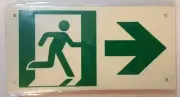 RUNNING MAN RIGHT ARROW EXIT SIGN -Adhesive Sign (Photoluminescent)-REF24-1027