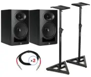 Kali Audio LP-8 V2 8-inch Powered Studio Monitor Pair with Stands and Cables -