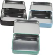 Milisten 3Pcs Compact Iron Storage Case for Canister with Hinge Lid for Organizing Game Cards Portable Card Holder for Easy Carrying