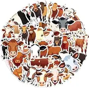 The Cattle Stickers,50 PCS Cow Vinyl Waterproof Decals for Water Bottles Computer Bicycle Skateboard Luggage Phone Pad Laptop Kids Teens Stickers Pack