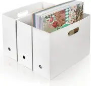 Foldable Scrapbook Paper Storage Organizer, 12x12 White