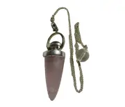 Handmade Bullet Crystal Rose Quartz Pendulum With Amethyst Bead Healing Dowsing.