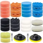 33 Pieces 4 Inch Buffing Polishing Pads, Car Foam Drill Polishing Pad Kit Spo...