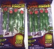 SHIP SAME DAY-2 Pk Of 4-Zombie Lollipop Finger Sour Apple Halloween Party Candy