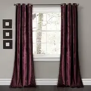 [Lush Decor] Prima Velvet Curtains Color Block Light Filtering Window Set for Living, Dining, Bedroom, 95 in L Panel Pair, Plum