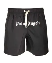 Palm Angels Logo-Printed Elastic Waist Swim Shorts XXS,XS Black