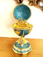 Designer Faberge egg Imperial Pure Gold Decor Globe Faberge Bachelor Men gift
