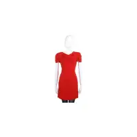 在飛比找Yahoo奇摩購物中心優惠-MOSCHINO 紅色抓皺設計短袖洋裝
