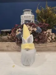 New 6" Yellow And Grey Bunny Easter Gnome With Weighted Bottom