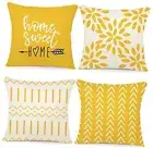 Pillow Covers 18x18 Set of 4, Modern Sofa Throw 18x18",Set of 4 A-yellow