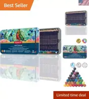 Inktense Color Pencils, 36-Piece Tin Set, 4mm Round Core, Watercolor Drawing