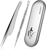 Blackhead Tweezers and Ance Needle with Comedone Extractor 2 Piece Set of Blackh