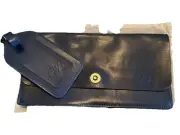 Corbin & Blair Blue Leather Travel Wallet & Luggage Tag Monogrammed M Free Post