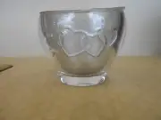 24% Lead Crystal Oval Shape Vase Candy Dish Entwined Heart Pattern w/Liner