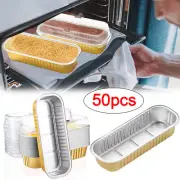 50/100Pcs Mini Loaf Pans with Lids 200ml Non-Stick Aluminum Foil Gold