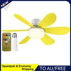 AU Ceiling Fan LED Lamp E27 Socket Fan Light Remote 52cm (Yellow Crystal Shell)