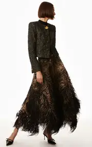 [Oscar de la Renta] Feathered Maxi Skirt