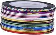 Ipetboom 30rolls Nail Art Gold and Silver Thread Strips Shining Holographic Diy Striping Tapes for Manicure Pedicure