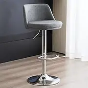 Kitchen Island Stool Grey, Bar Stools PU Leather Counter Height Barstools with Back, Height Adjustable Swivel Bar Chairs, Modern Armless Breakfast Bar Stools with Footrest (Color : /Gray B) to Pursue