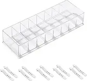 Doitxue Clear Electronics Organizer Boxes, 8 Capacity Acrylic Charger Organizer with 10 Wire Ties, Data Cable Storage Box for Home, Office