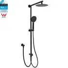 KYLINS Black Dual 8" Round Shower Head 3-Mode Handheld Sliding Rail Arm Set