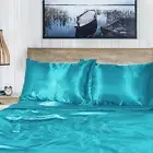 1000TC Silk Silky Feel Single/KS/Double/Queen/King Fitted, Flat Sheet Set-Aqua