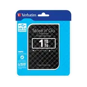 VERBATIM 1TB 2.5\' USB 3.0 Black Store\'n\'Go HDD Grid Design