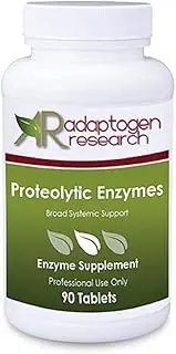 Proteolytic Enzymes Broad Systemic Support | Vegetarian Blend with Serratia Peptidase & Bromelain for Digestion, Sourced from Papaya & Pineapple | 90 Enteric Coated Tablets | Adaptogen Research