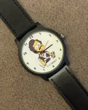 Bart Simpson (Escobart ) As Pablo Escobar Themed Black Leather Band Wrist Watch