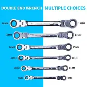 6Pc Double Box End Ratcheting Wrench Flex-Head Extra Long Spanner Set Heavy Duty