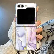 Marble Pattern Transparent Phone Case for Samsung Galaxy Z Flip 6 5 4 3 Clear Hard Folding Cover for Samsung Z Flip6 Flip5 Flip4,Blue,Purple Marble,for Samsung Z Flip4