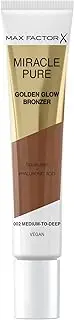 Max Factor Miracle Pure Golden Glow Bronzer, Medium-to-Dark, Liquid Bronzer, Creamy Vegan Formula, Squalane & Hyaluronic Acid, 15ml