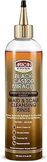 African Pride Black Castor Miracle Braid & Scalp Cleansing Rinse - Removes Hair Build Up & Soothes Scalp, No Frizz, Contains Black Castor Oil, Micellar Water, Coconut Oil, Peppermint Oil, 12 oz