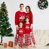 在飛比找ETMall東森購物網優惠-小鹿圣誕節家庭卡通印花親子裝