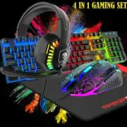 T11 Gaming Keyboard & Mouse & Headset & Mouse Pad Combo Set, Mechanical Feel Key