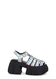 [Club Exx] Magnetic Vibes Platform Sandals - Holo