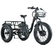 VALK Electric Fat Tyre Tricycle, 500W, Throttle, Hydraulic Disc Brakes, Alloy Frame, Suspension, Black