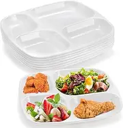 [Dicunoy] 8 PCS Divided Meal Tray, 10 Inch Melamine Dinner Plates for Adults, Sectional 4 Compartments Portion Control Plate Reusable Serving Platter for Salad, Noodles, Camping, Picnics