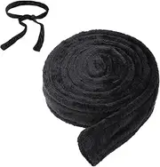 [Hariendny] Flannel Robe Tie, Bath Robe Belt Replacement, Belt for Bathrobe, Bathrobe Belt, Hotel Bathrobe Belt, Soft Pyjama Belt, Plush Flannel Belt, 170 cm x 4 cm, black, One Size