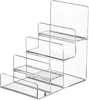 Oshhni Acrylic Display Riser Acrylic Clear Showcase Handbag Purse Display Stand Step Display Holder for Cosmetic Wallet Supermarket, 4 Layers