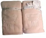 Rae Dunn Pink Hand Towels Bathroom Beach Set of 2 Guest Embroidered Bathtub