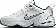 [Nike] Men's Air Monarch IV Walking Shoes, White/Metallic Silver/Navy, Size 8